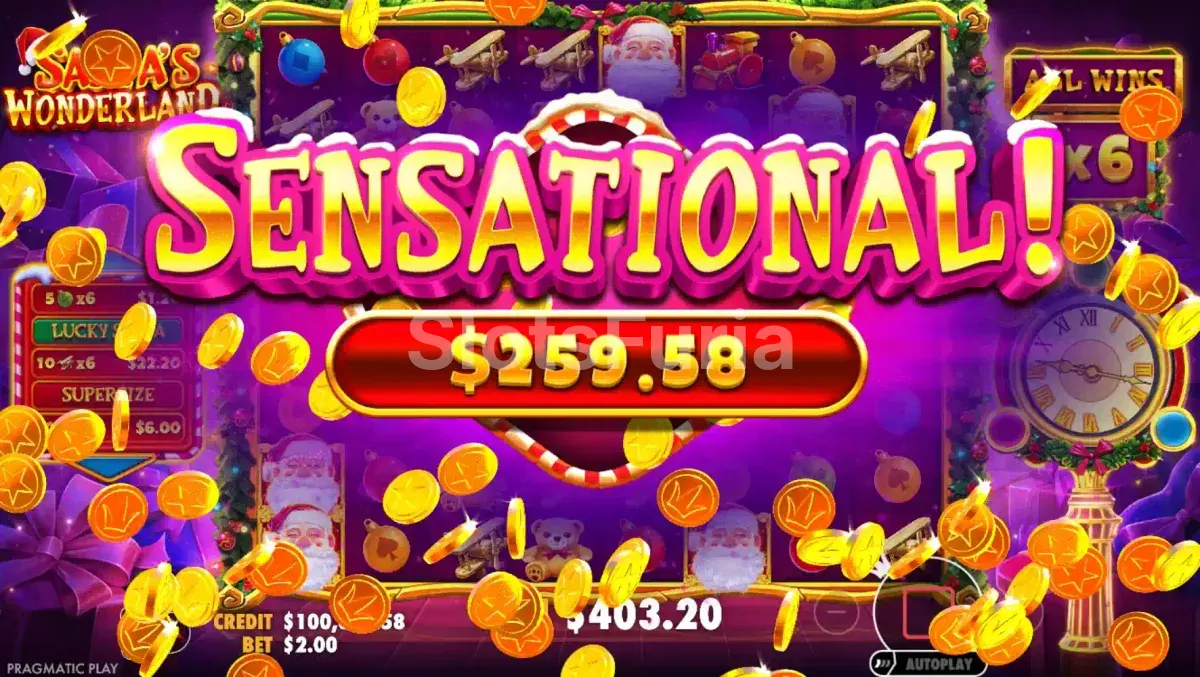 Pantalla de gran premio en Santas Wonderland