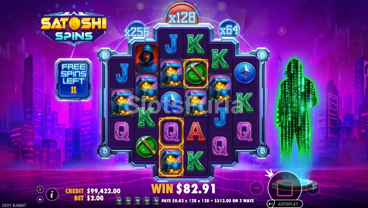 Ronda de giros gratis en acción en Satoshi Spins