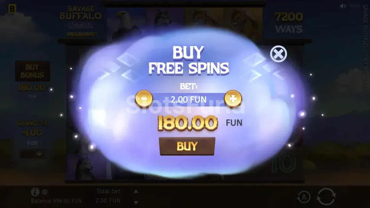 Función de compra de bonos en Savage Buffalo Spirit Megaways de BGaming