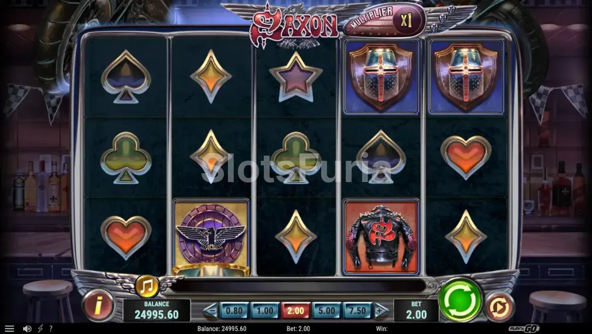 Segunda vista del juego base de Saxon con combinación ganadora activa