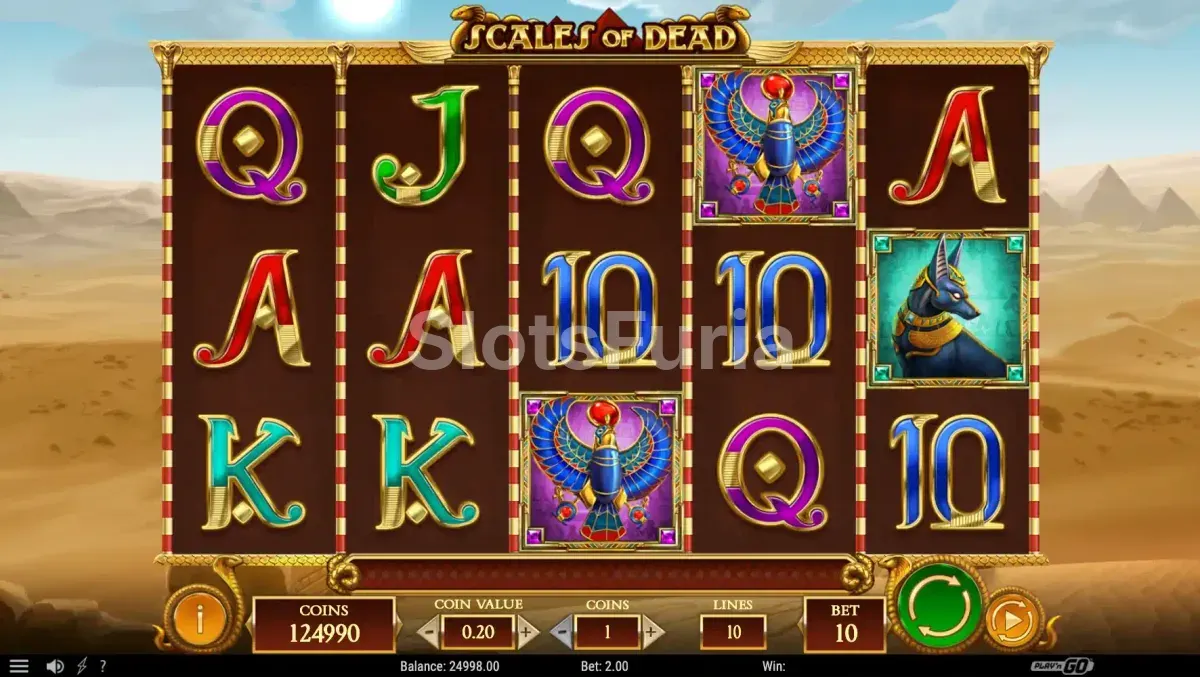 Juego base de Scales of Dead con los rodillos y símbolos egipcios
