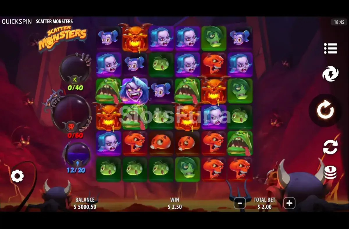 Pantalla principal del juego base de Scatter Monsters