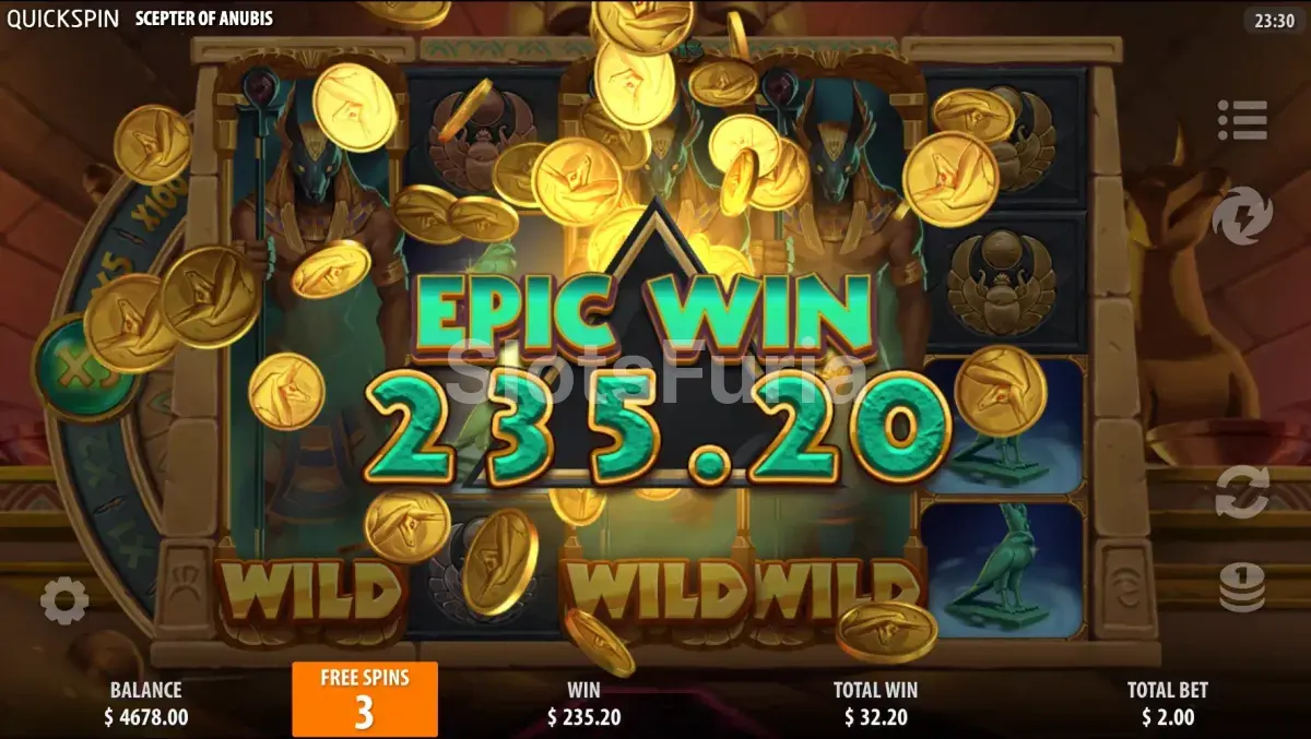Gran victoria conseguida en Scepter of Anubis durante los multiplicadores