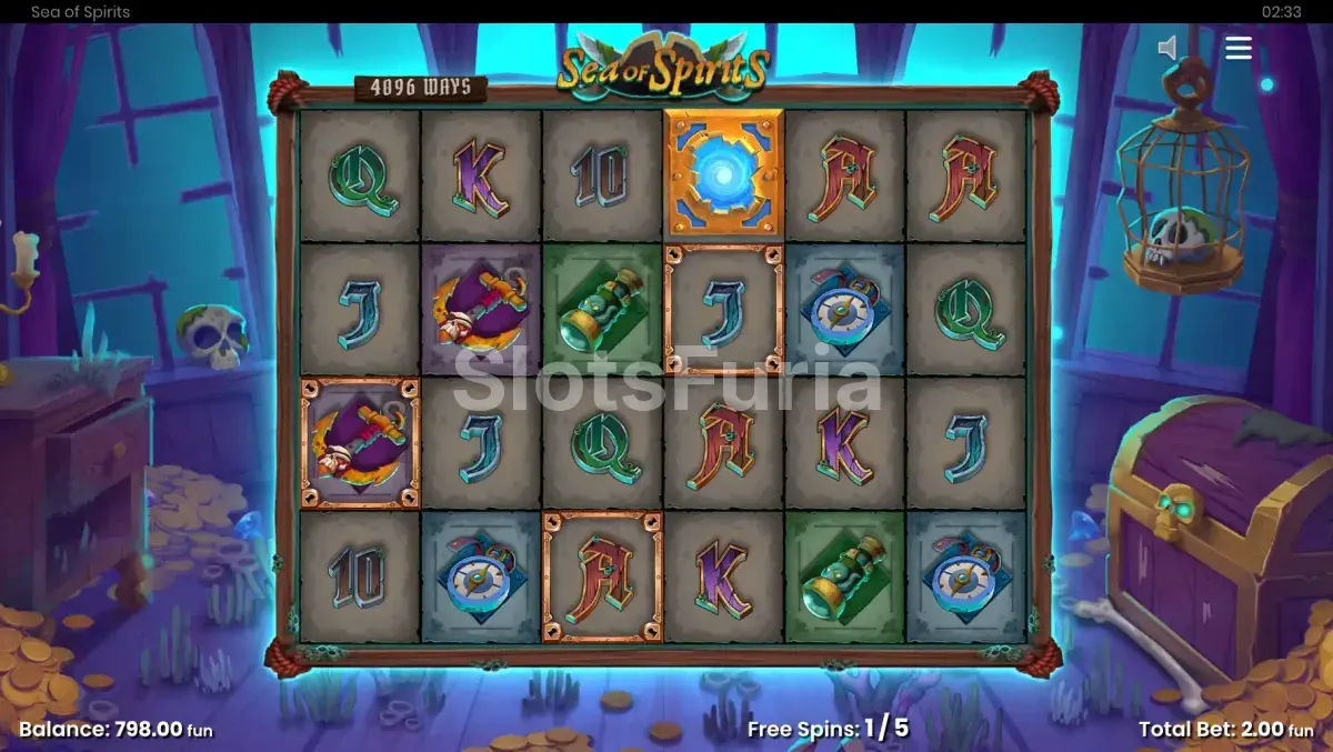 Giros gratuitos activos en Sea of Spirits con marcos de oro y plata