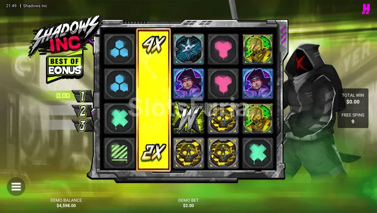 Ronda de giros gratis en Shadows Inc