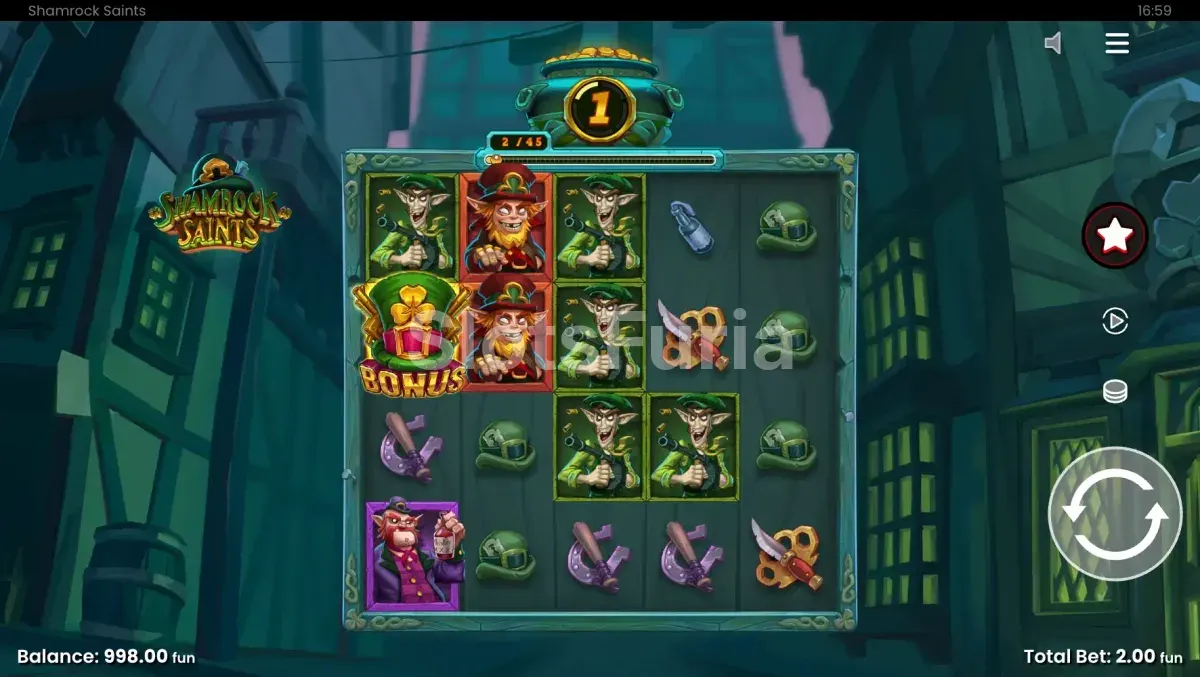 Pantalla principal del juego base de Shamrock Saints