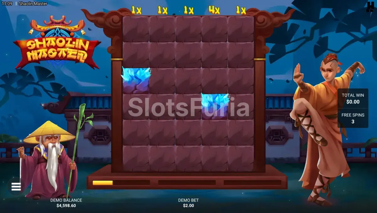 Ronda de giros gratis del Estudiante en Shaolin Master con multiplicadores activos
