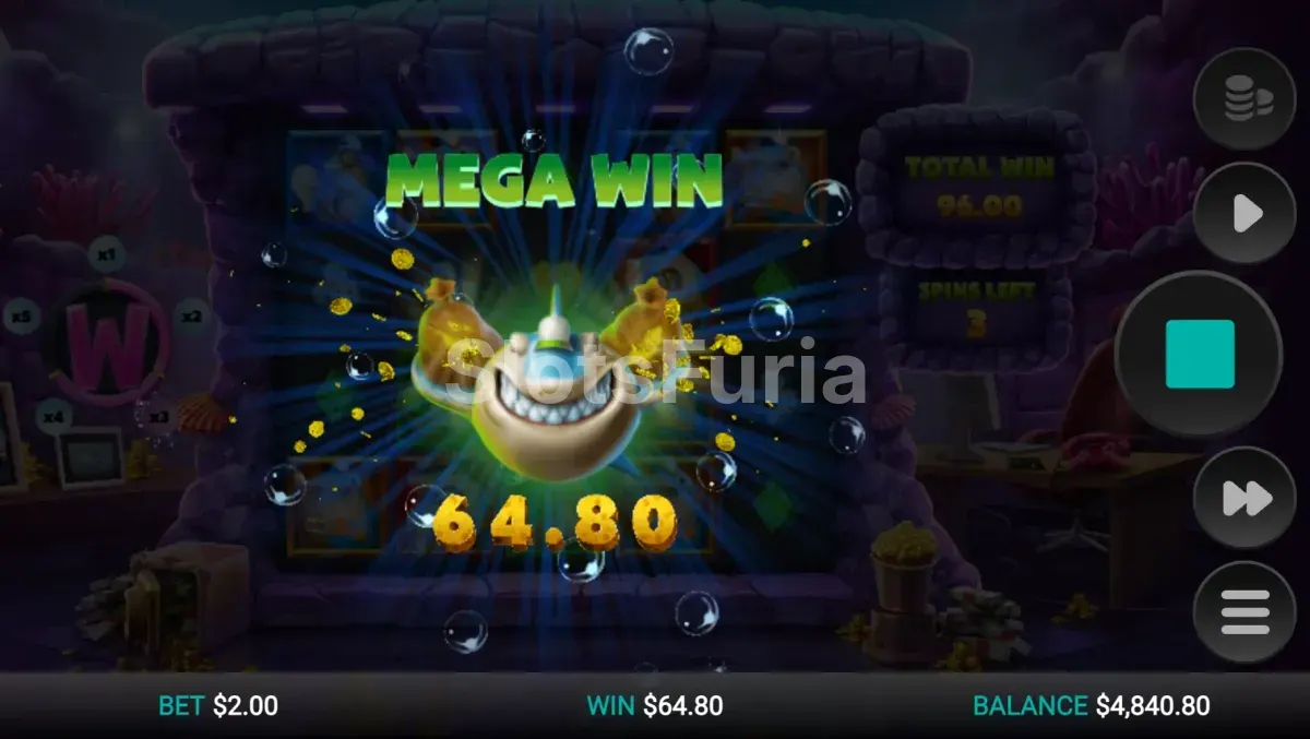 Gran victoria en Shark Wash con el multiplicador en acción durante el bonus