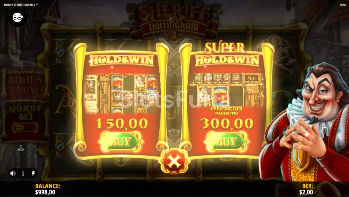Función de compra de bono en Sheriff of Nottingham 2 de iSoftBet