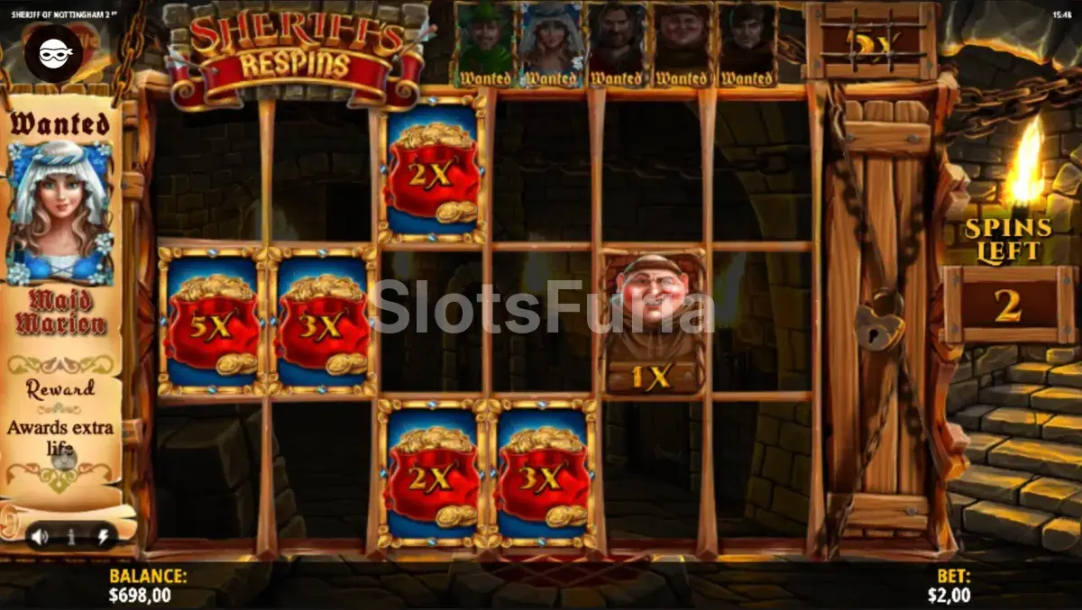 Ronda de giros gratuitos de Sheriff of Nottingham 2 con multiplicadores activos