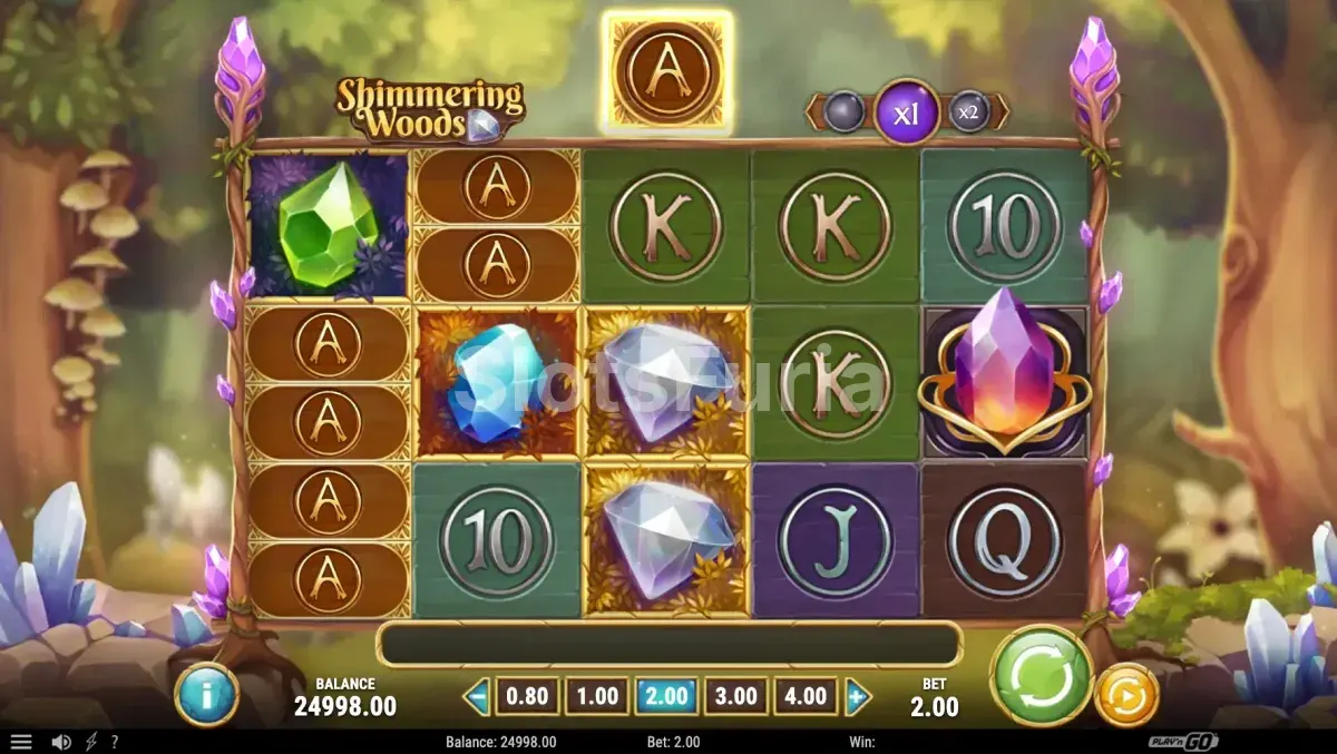 Pantalla principal del juego Shimmering Woods en acción