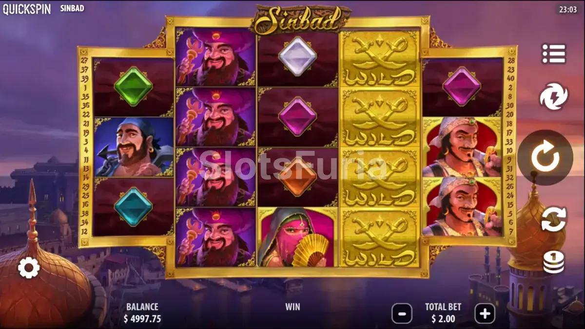 Juego base de Sinbad con los rodillos sobre la ciudad portuaria