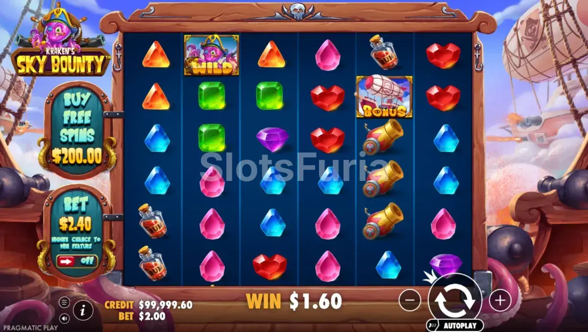 Juego base de Sky Bounty con la grilla de 6x6
