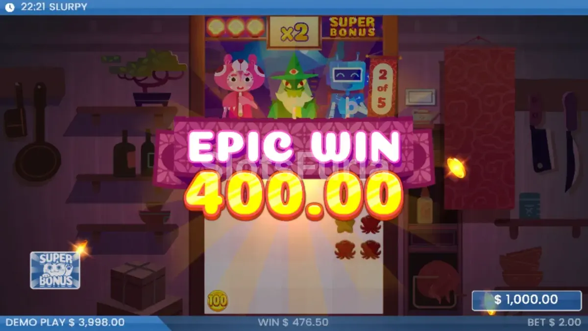 Gran victoria conseguida en la tragamonedas Slurpy