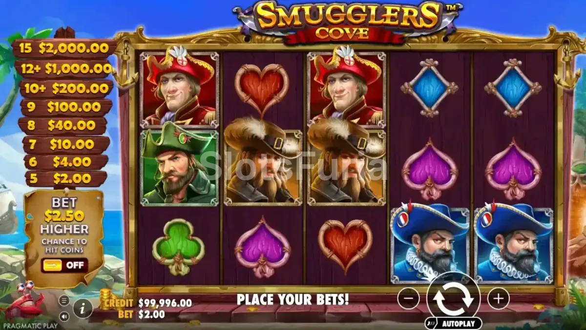 Segunda pantalla de juego de Smugglers Cove durante los giros gratis