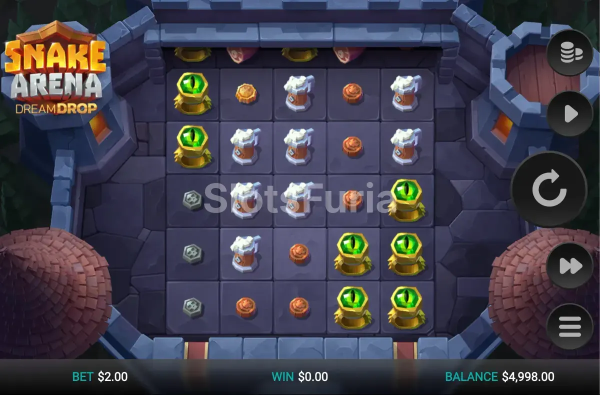 Función de giros gratis activa en Snake Arena Dream Drop