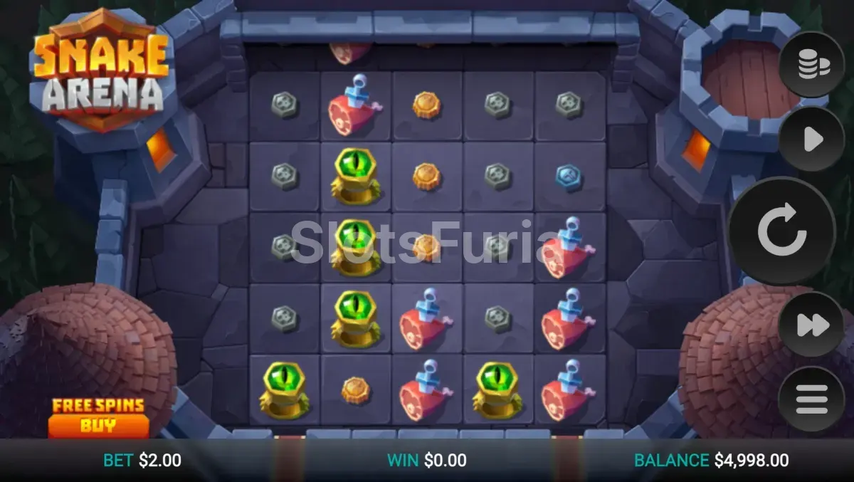Pantalla principal de Snake Arena con su tablero de 5x5