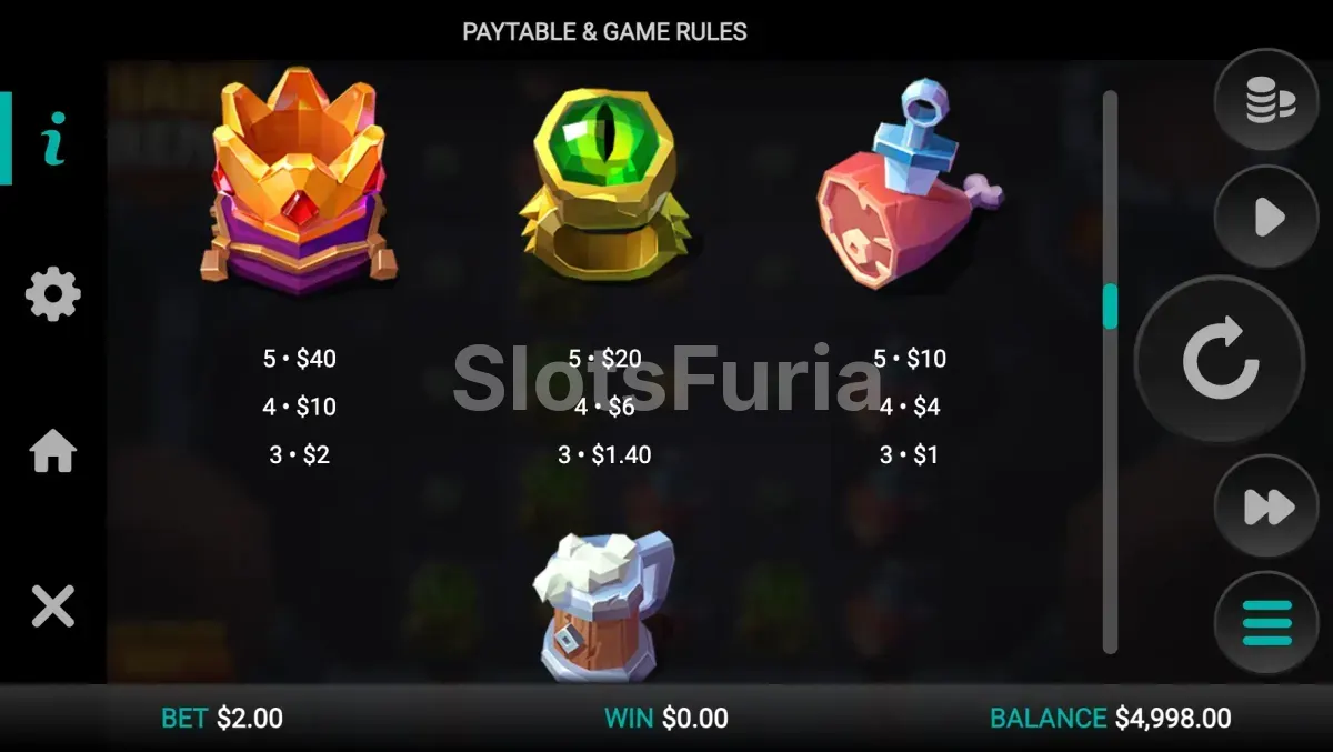 Tabla de pagos de Snake Arena con todos los símbolos