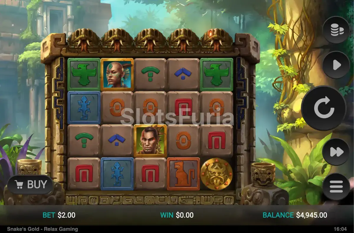 Pantalla principal del juego base en Snake's Gold Dream Drop