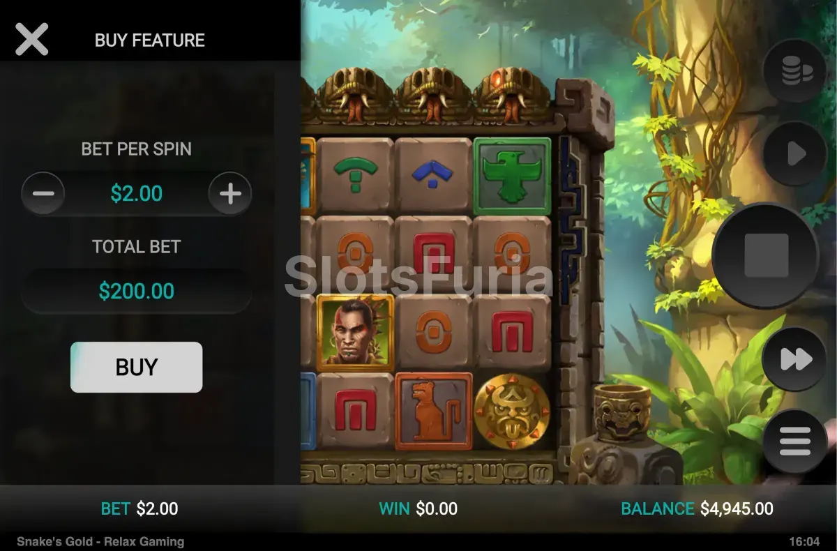 Opción de compra de bonus en Snake's Gold Dream Drop