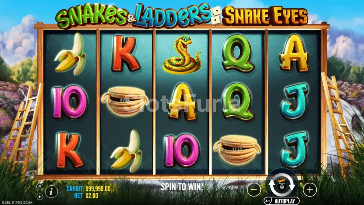 Pantalla principal del juego Snakes & Ladders Snake Eyes con el tablero en acción