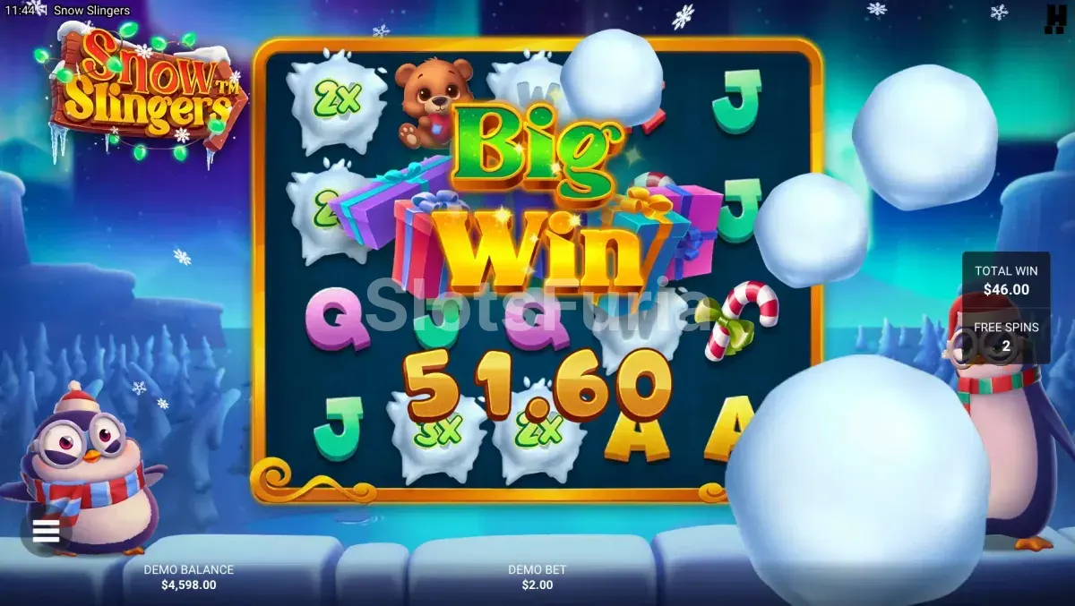 Gran victoria explosiva en Snow Slingers con multiplicadores acumulados
