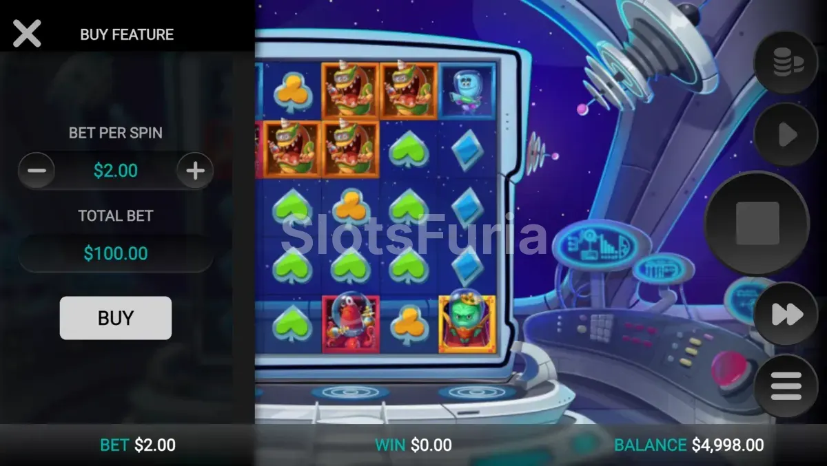 Pantalla de compra de bonus en Space Attacks Dream Drop con las opciones disponibles