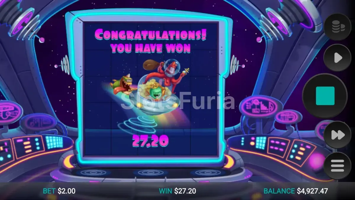 Gran ganancia en Space Attacks Dream Drop mostrando el potencial de x8000