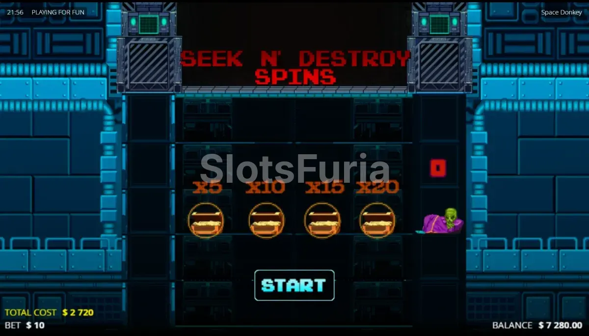 Ronda de giros gratuitos de Space Donkey con multiplicadores activos