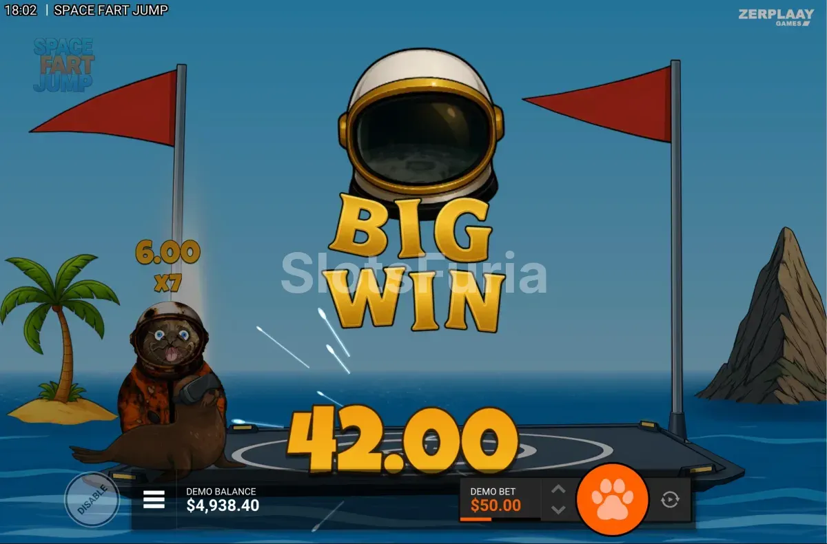 Momento de gran ganancia en Space Fart Jump