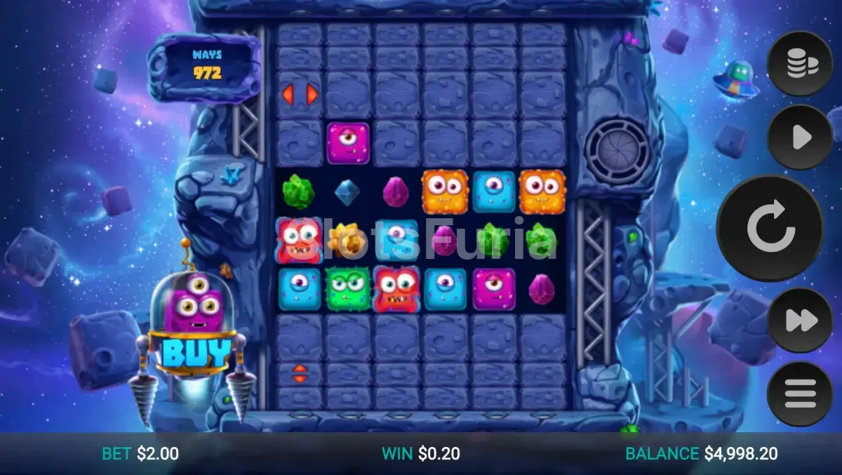 Pantalla principal del juego Space Miners con el tablero de asteroides
