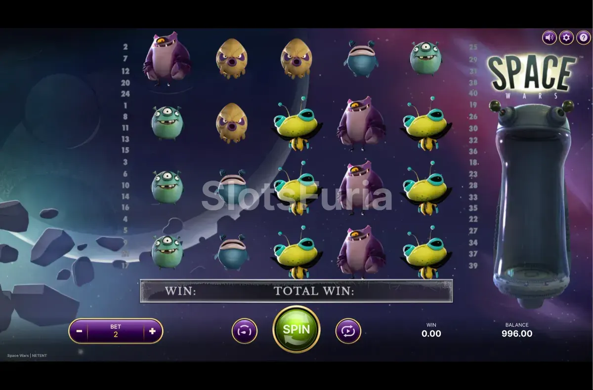 Segundo ejemplo del juego base de Space Wars mostrando los rouleaux en acción