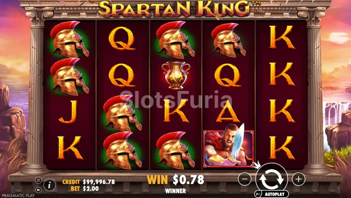Segundo ejemplo de partida base en Spartan King con wild escudo activo