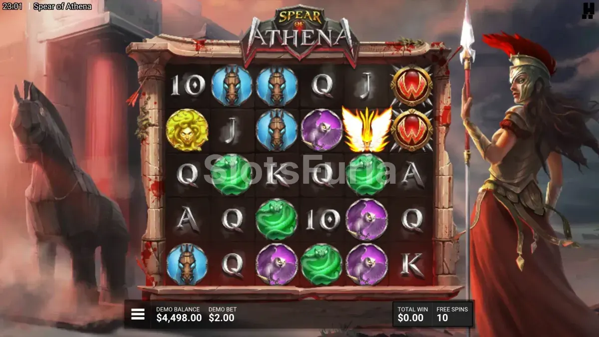 Ronda de giros gratis activada en la tragamonedas Spear of Athena