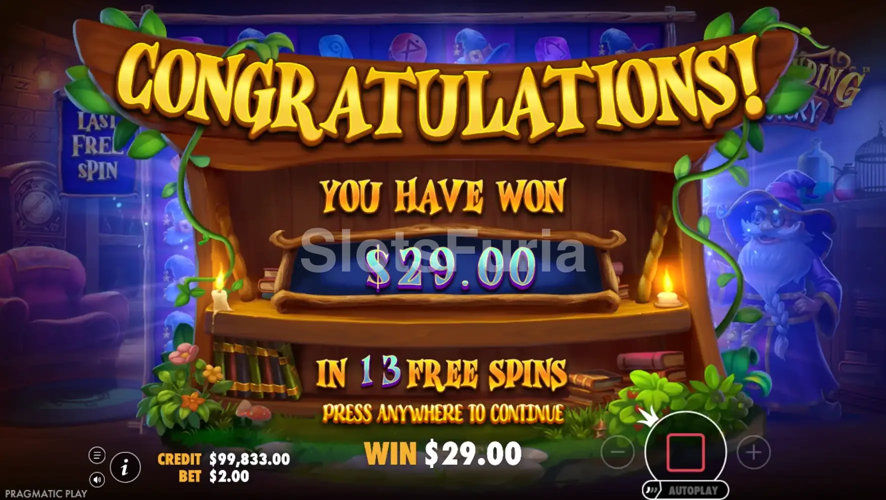Gran ganancia conseguida en Spellbinding Mystery