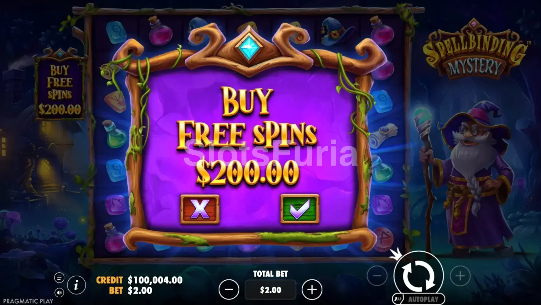 Función de compra de bonus en Spellbinding Mystery