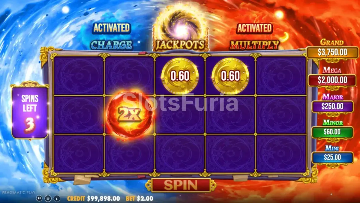 Ronda de respins activa en Spellmaster con símbolos de dinero bloqueados