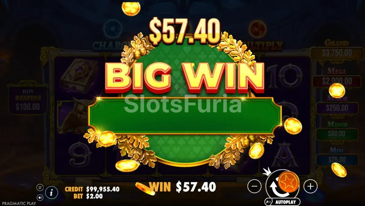 Gran victoria explosiva en Spellmaster con multiplicadores activos