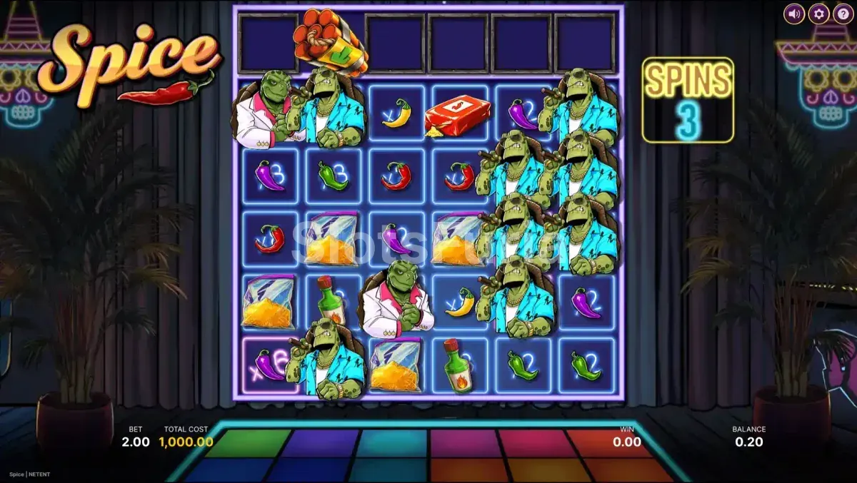 Ronda de giros gratis de Spice con multiplicadores activos