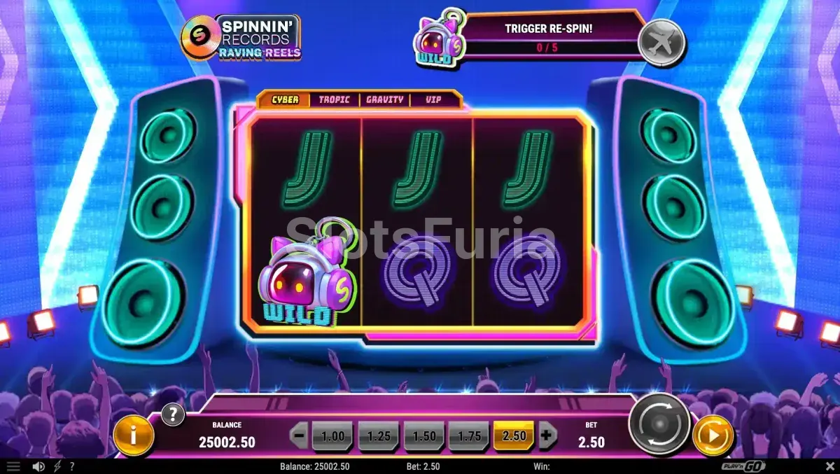 Vista del juego base avanzado en Spinnin' Records Raving Reels