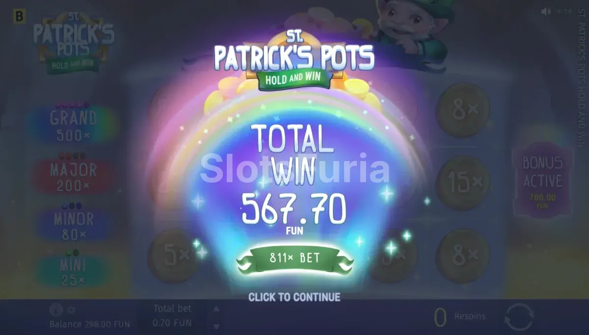 Momento de gran victoria en St. Patricks Pots