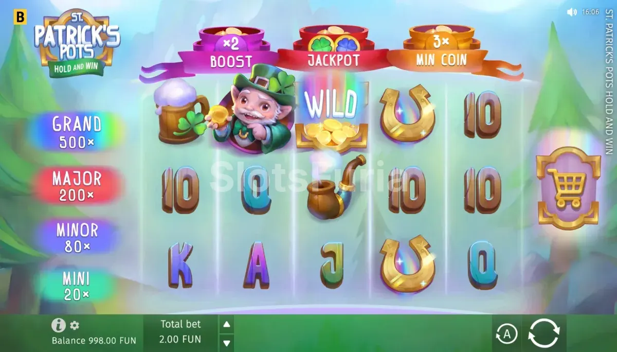 Pantalla de juego base de St. Patricks Pots