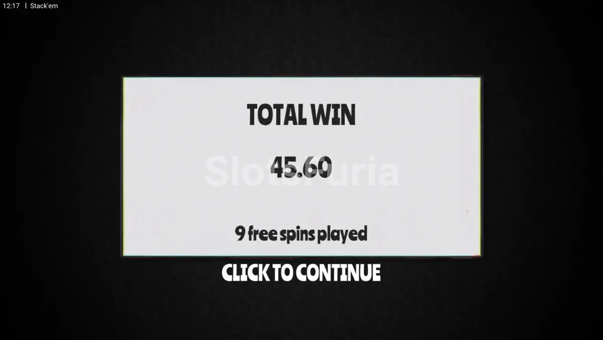 Gran victoria en Stack 'Em mostrando el multiplicador en su punto máximo
