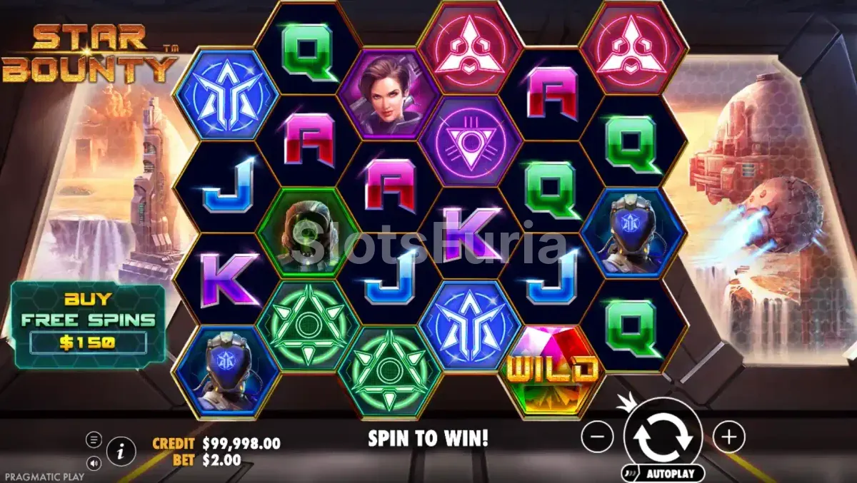 Pantalla principal del juego Star Bounty con cuadrícula hexagonal