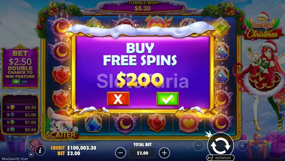 Función de compra de bonos en Starlight Christmas