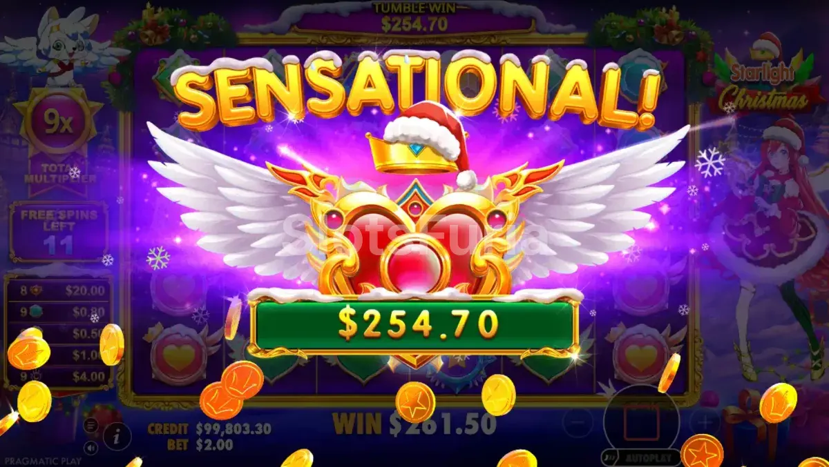 Gran victoria en Starlight Christmas con multiplicadores encadenados