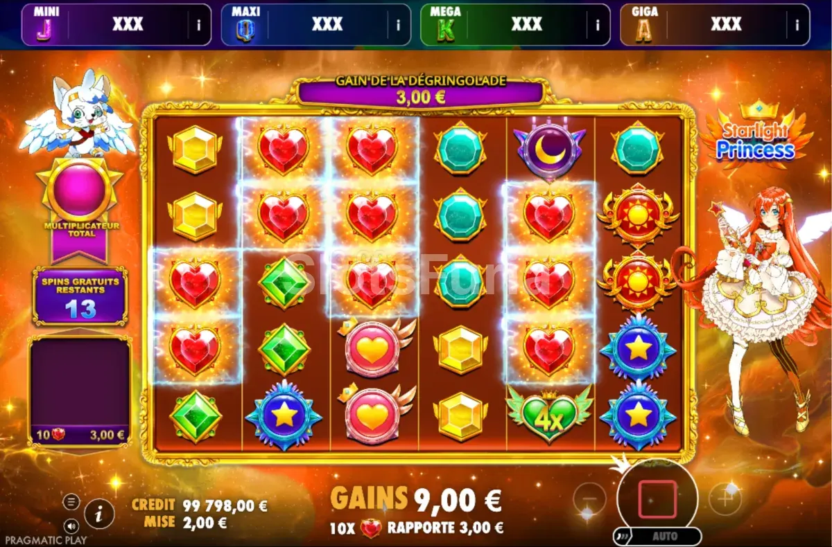 Ronda de giros gratis de Starlight Princess Oranje Jackpot con contador y multiplicadores