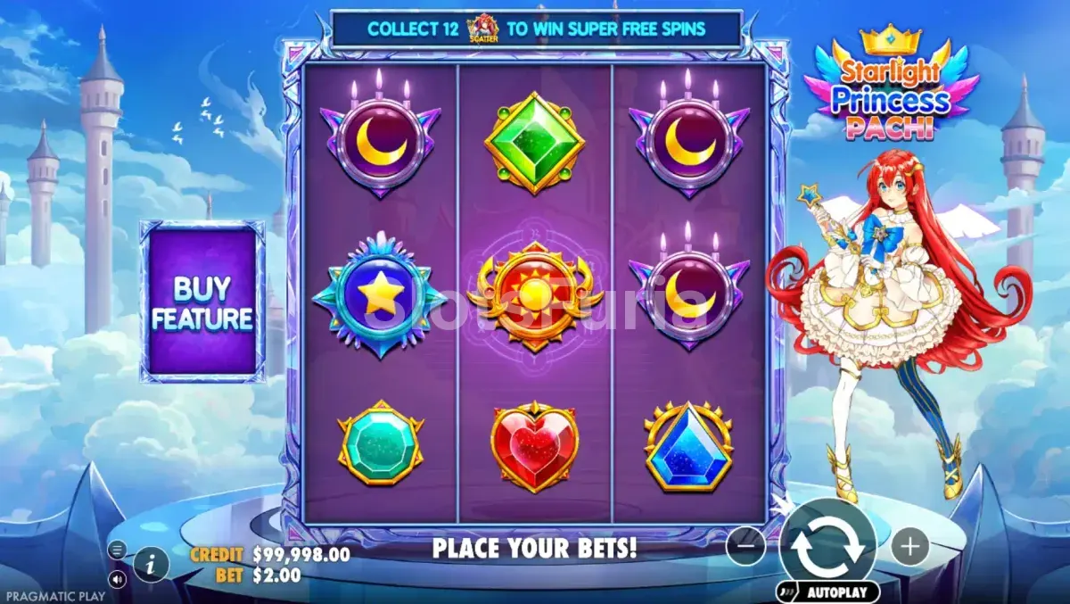Pantalla principal del juego base en Starlight Princess Pachi