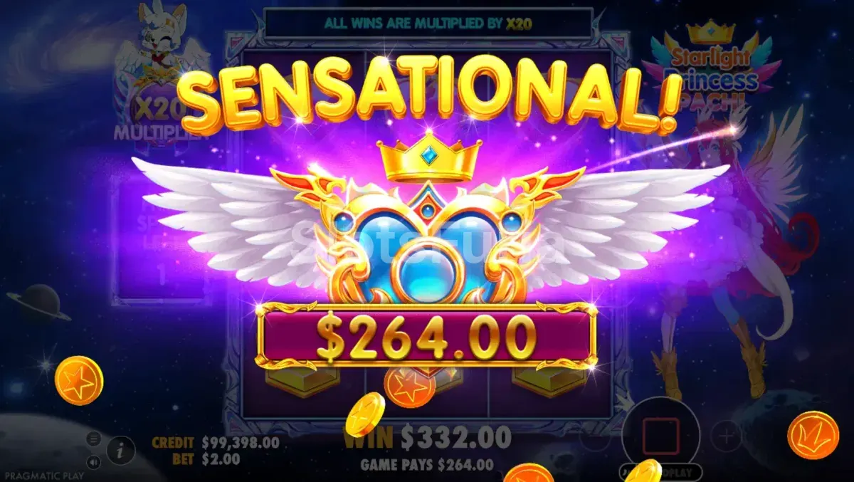 Gran victoria durante los Super Free Spins en Starlight Princess Pachi