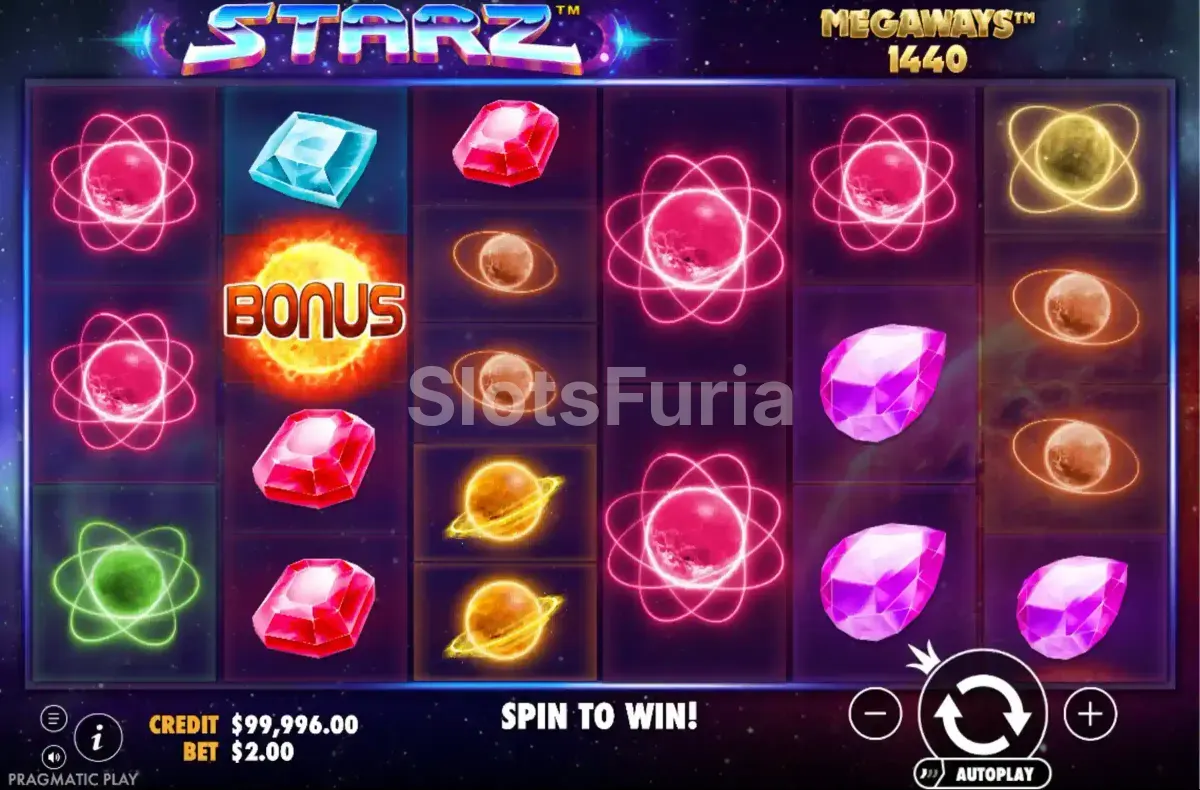 Segunda pantalla de juego base de Starz Megaways mostrando los wilds expansivos